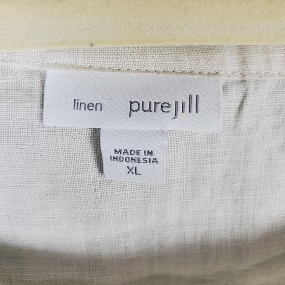 J. Jill Women's PureJill White Linen Boxy Short Sleeve Shirt Size XL - Picture 3 of 6